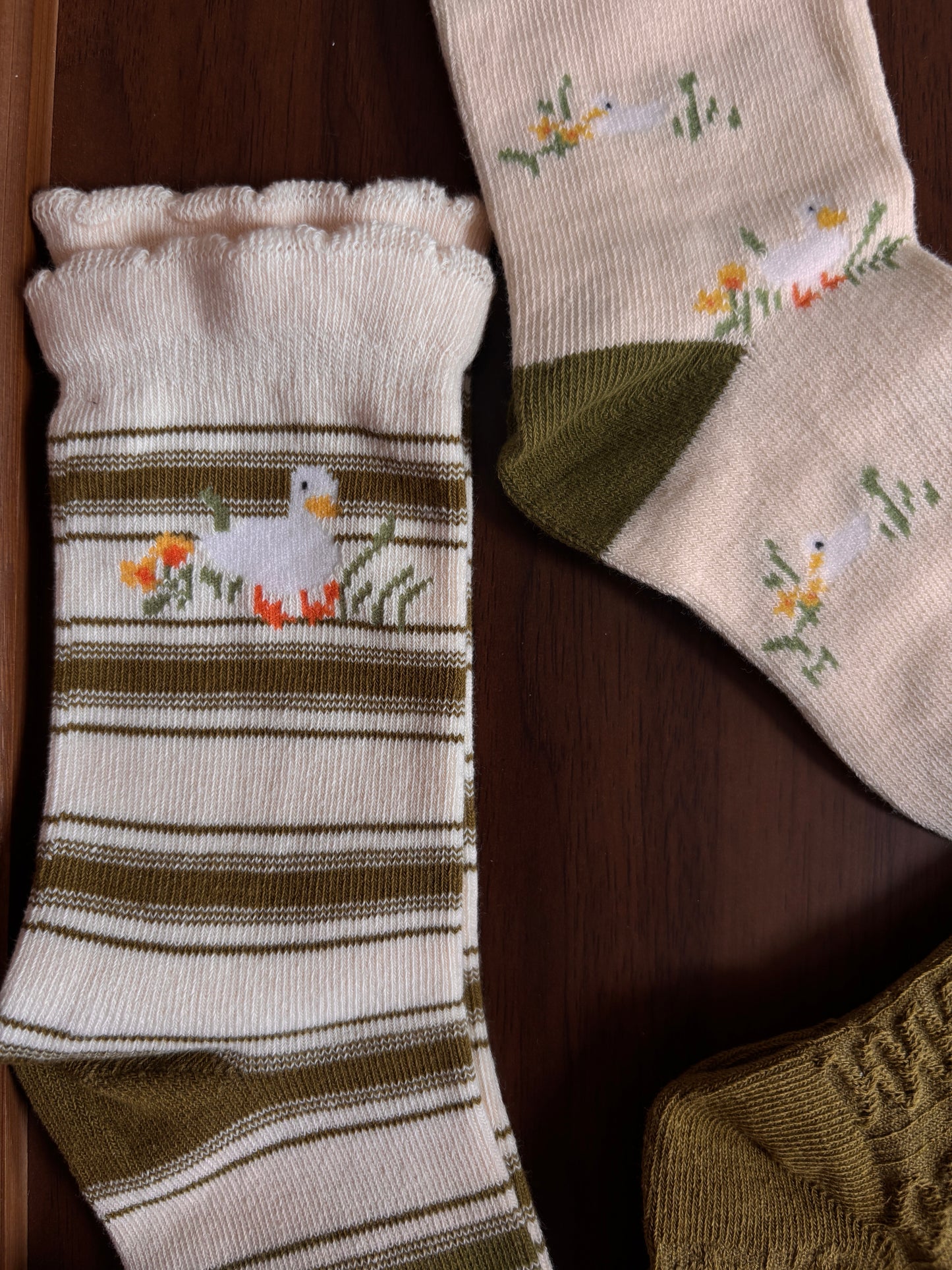 chaussettes caneton vert fille lot de 3