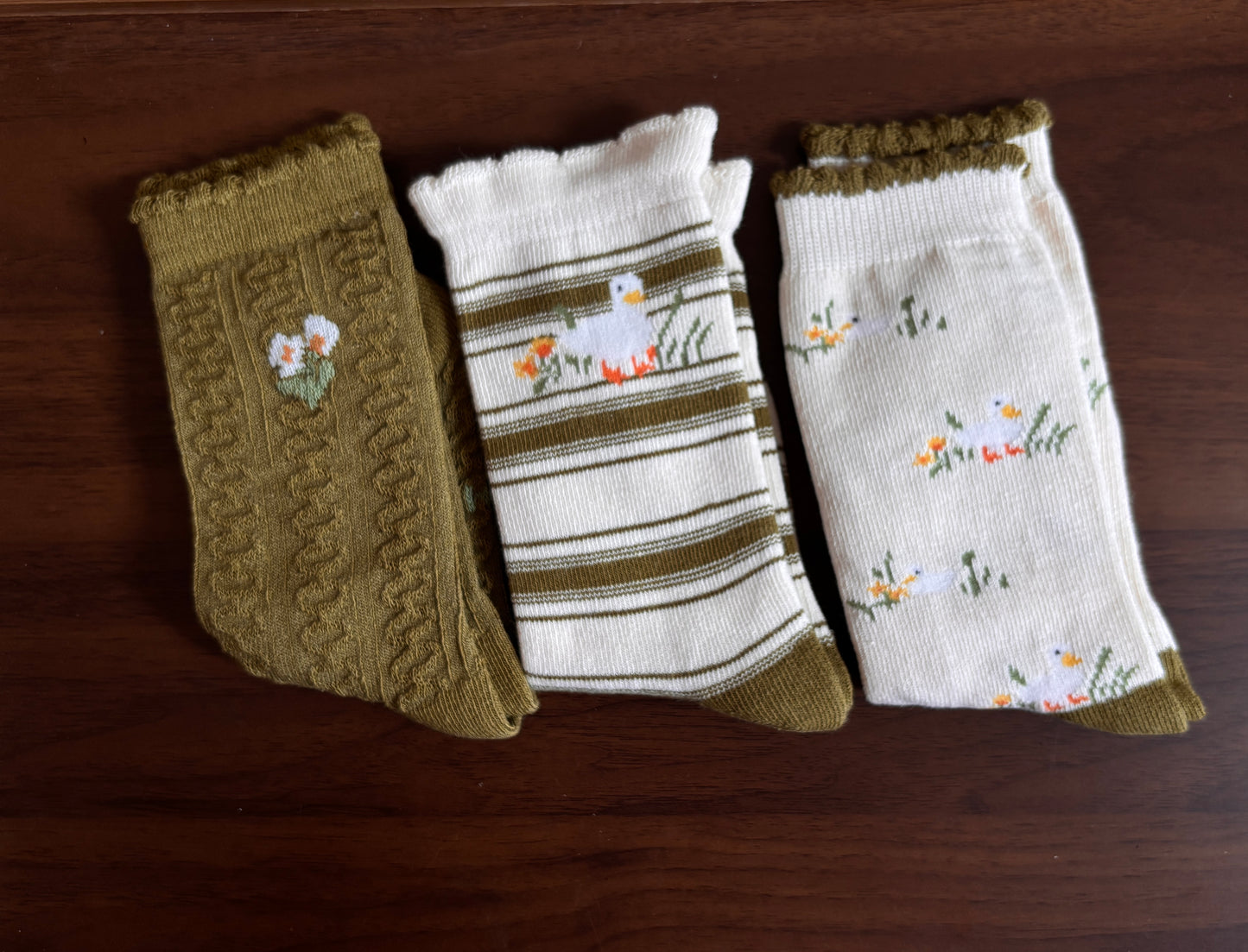 chaussettes caneton vert fille lot de 3