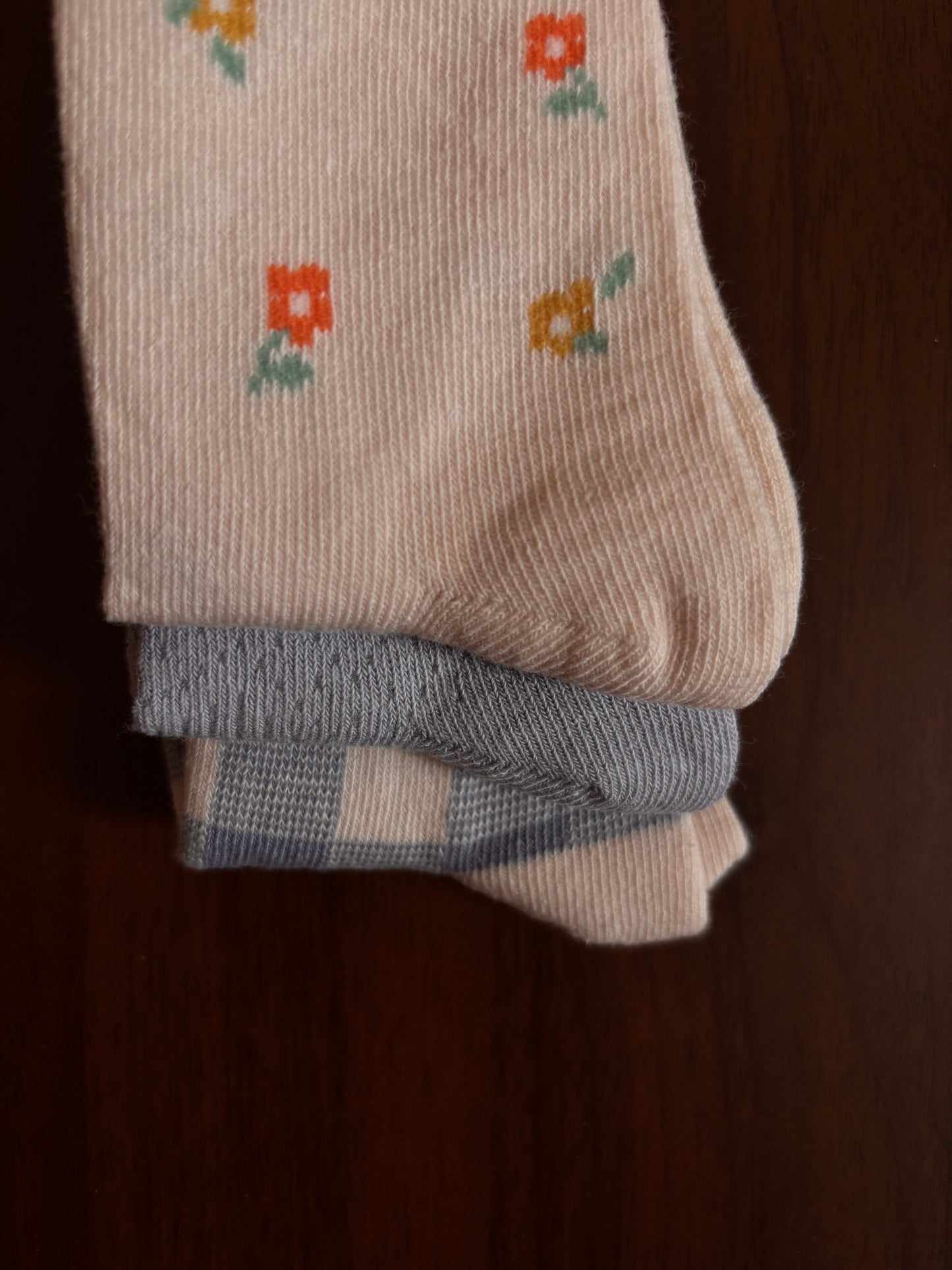 chaussettes ourson et fleurs fille lot de 3