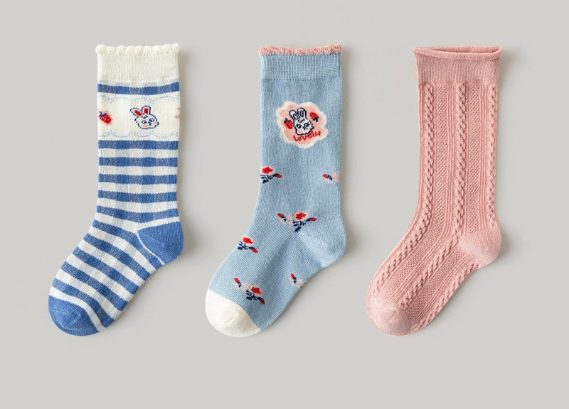 chaussettes enfants lapin et peinture lot de 3