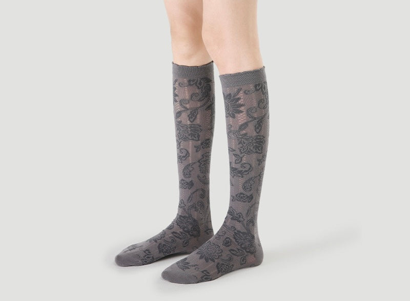 chaussettes hautes adultes gloire fleurie