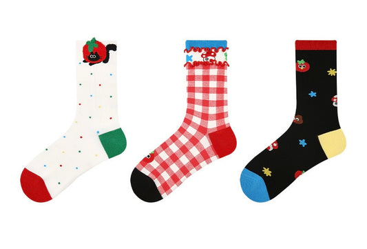 chaussettes adultes chaton rouge lot de 3