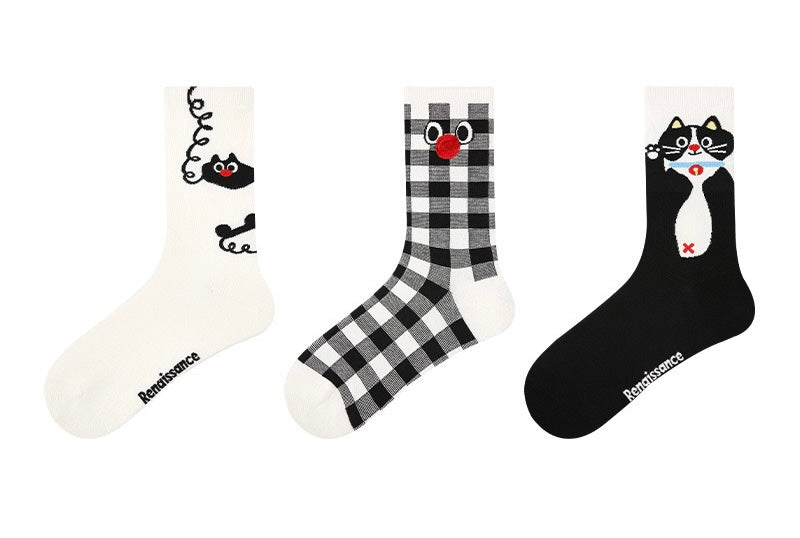chaussettes adulites chaton avec nez rouge lot de 3