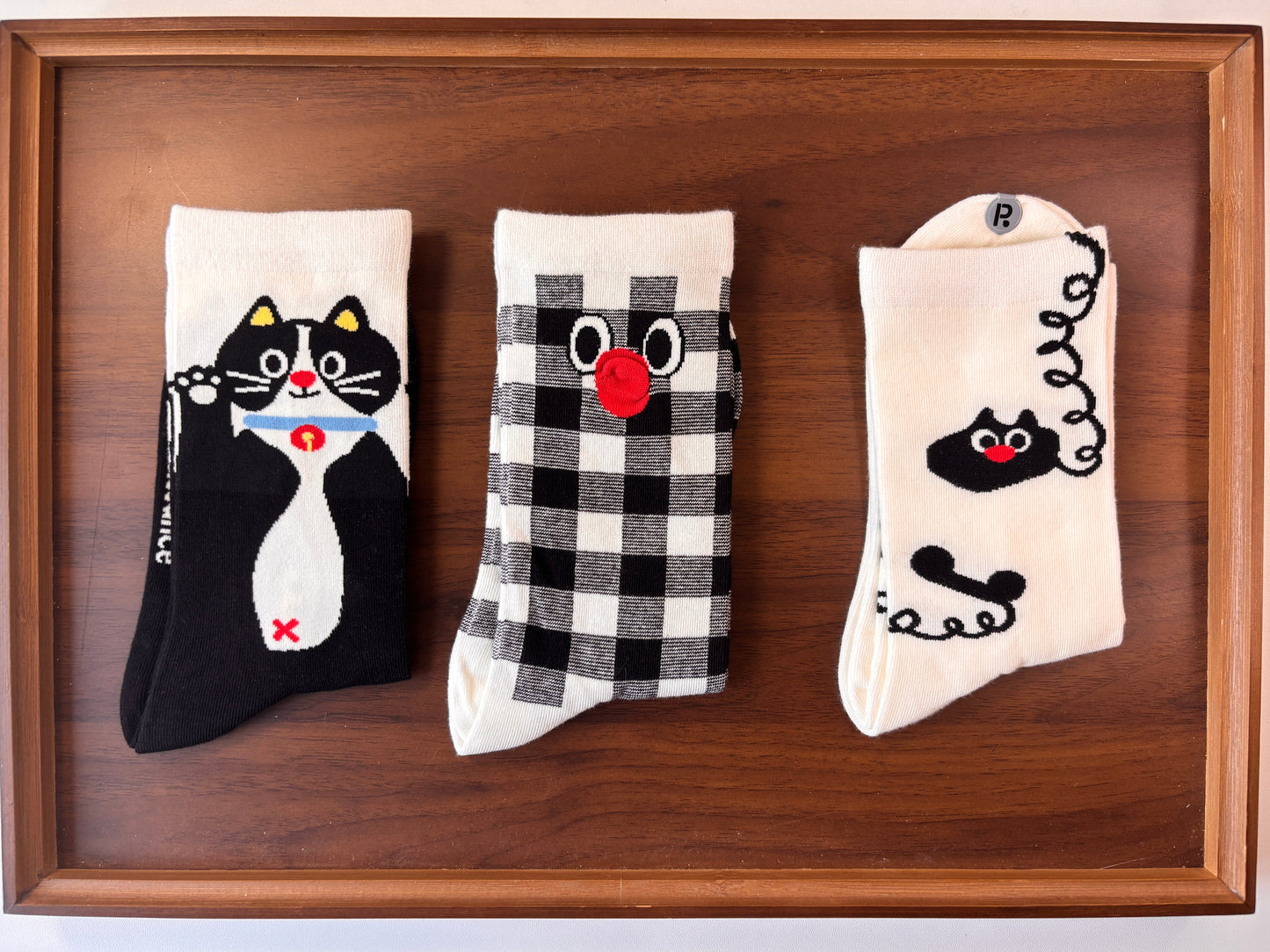 chaussettes adulites chaton avec nez rouge lot de 3