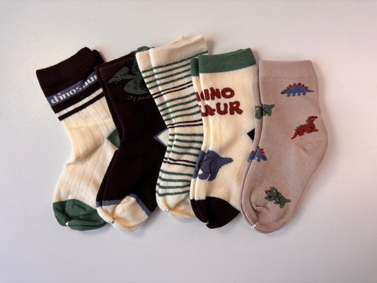 chaussettes enfant dinosaure vert lot de 5