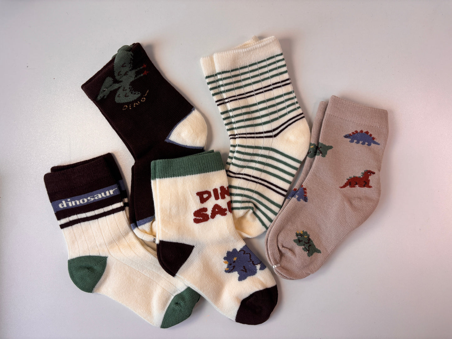 chaussettes enfant dinosaure vert lot de 5