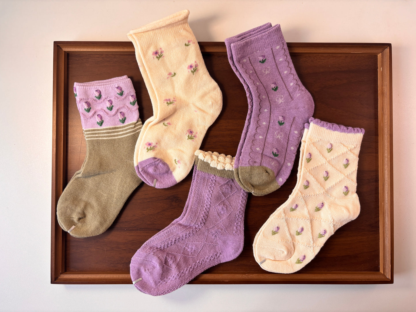 chaussettes enfants tulipe violet lot de 5