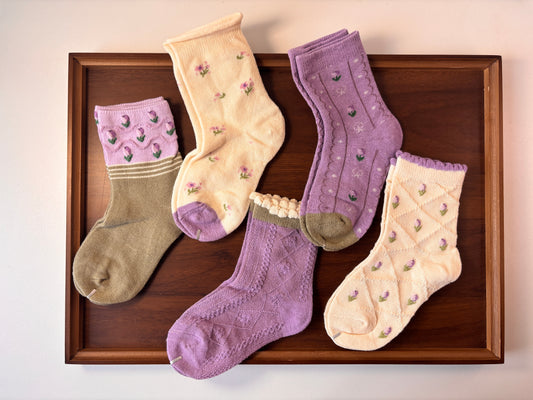 chaussettes enfants tulipe violet lot de 5