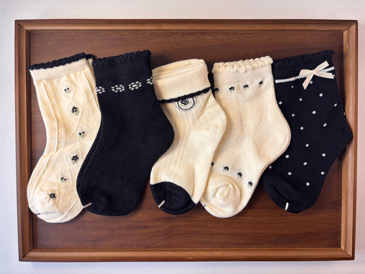 chaussettes enfants blanc et noir lot de 5