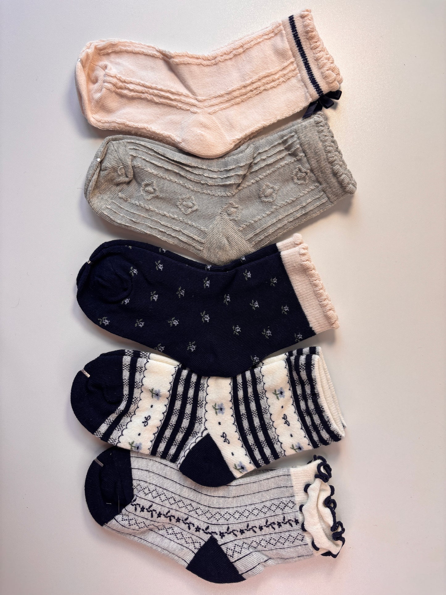 chaussettes enfants à fleurs bleu lot de 5