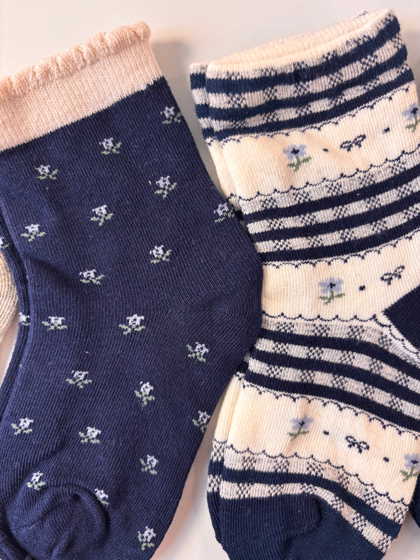chaussettes enfants à fleurs bleu lot de 5