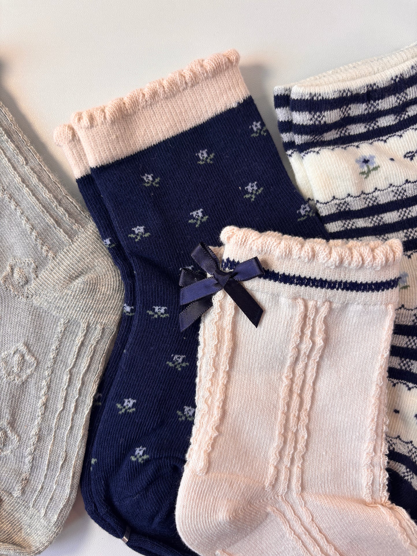 chaussettes enfants à fleurs bleu lot de 5
