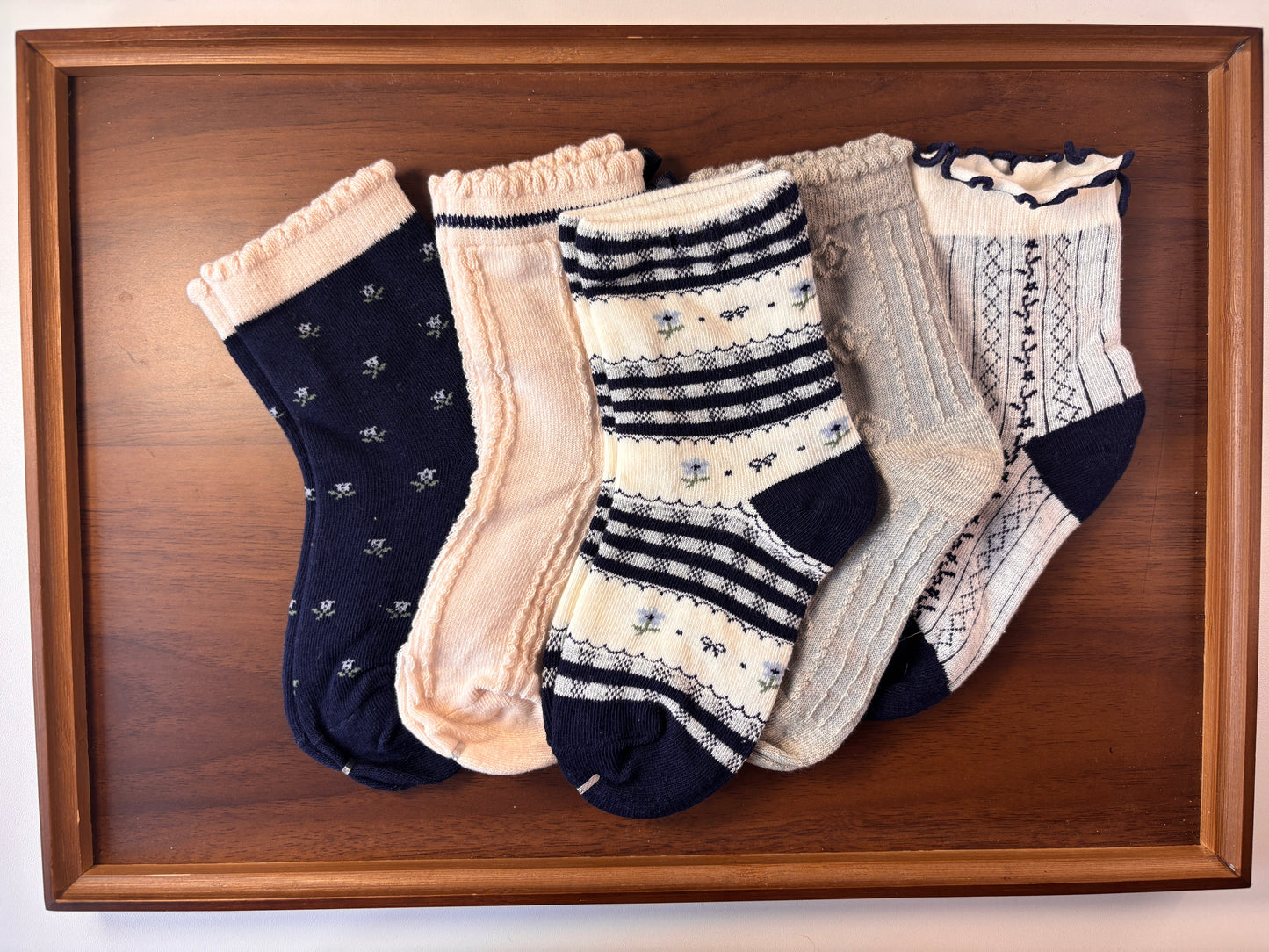 chaussettes enfants à fleurs bleu lot de 5