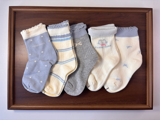 chaussettes enfants chaton bleu lot de 5