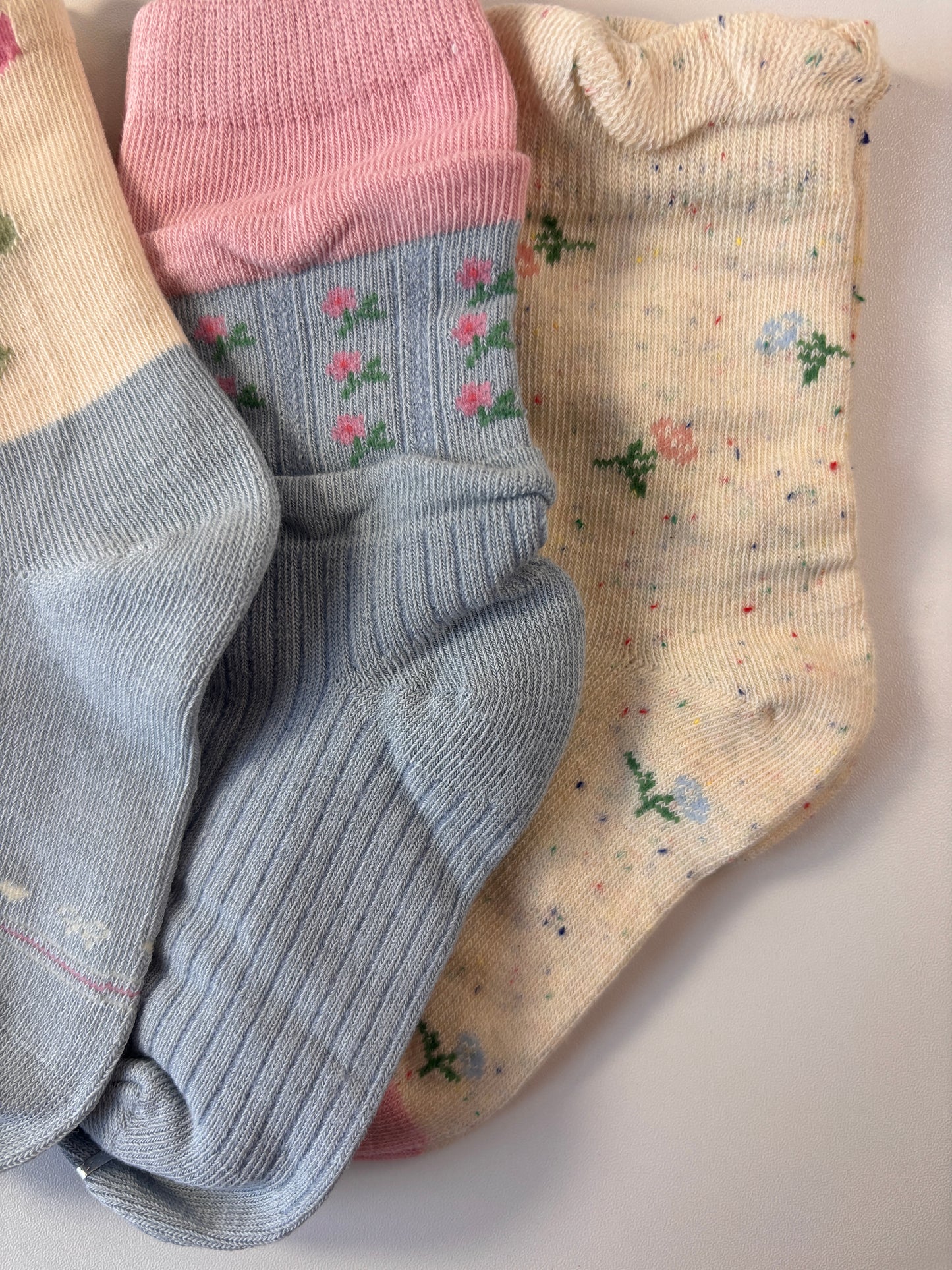 chaussettes enfants fleur bleu lot de 5