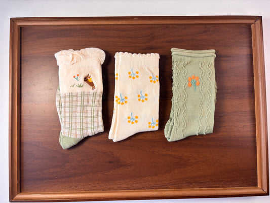 chaussettes enfants lapin et fôret lot de 3