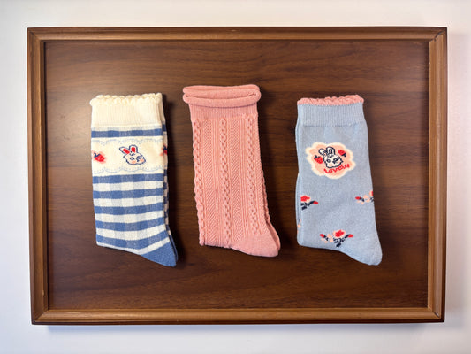 chaussettes enfants lapin et peinture lot de 3